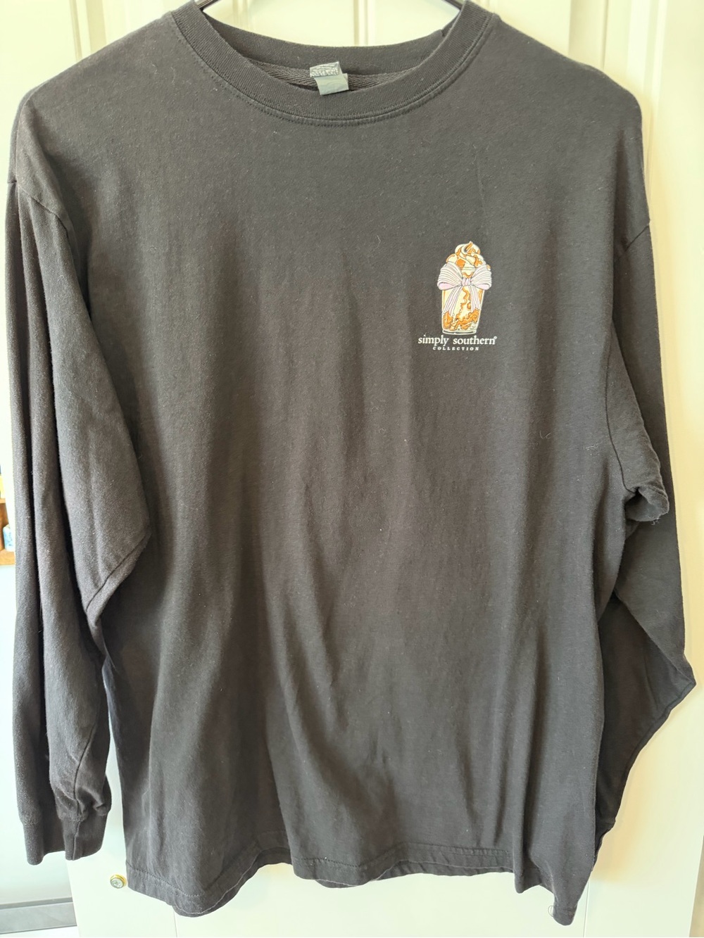 Women’s Simply Southern Black Long Sleeve Tee with Graphics of Coffee and Bows